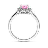 vDam Ring Wit En Roze Zirkonia Halo Zilver Gerhodineerd 1338724 Maat 17¼