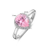 vDam Ring Wit En Roze Zirkonia Halo Zilver Gerhodineerd 1339048 Maat 16½