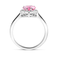 vDam Ring Wit En Roze Zirkonia Halo Zilver Gerhodineerd 1339049 Maat 17¼