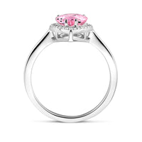 vDam Ring Wit En Roze Zirkonia Halo Zilver Gerhodineerd 1339051 Maat 18½