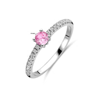 vDam Ring Wit En Roze Zirkonia Zilver Gerhodineerd 1338793 Maat 16½