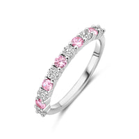 vDam Ring Wit En Roze Zirkonia Zilver Gerhodineerd 1338902
