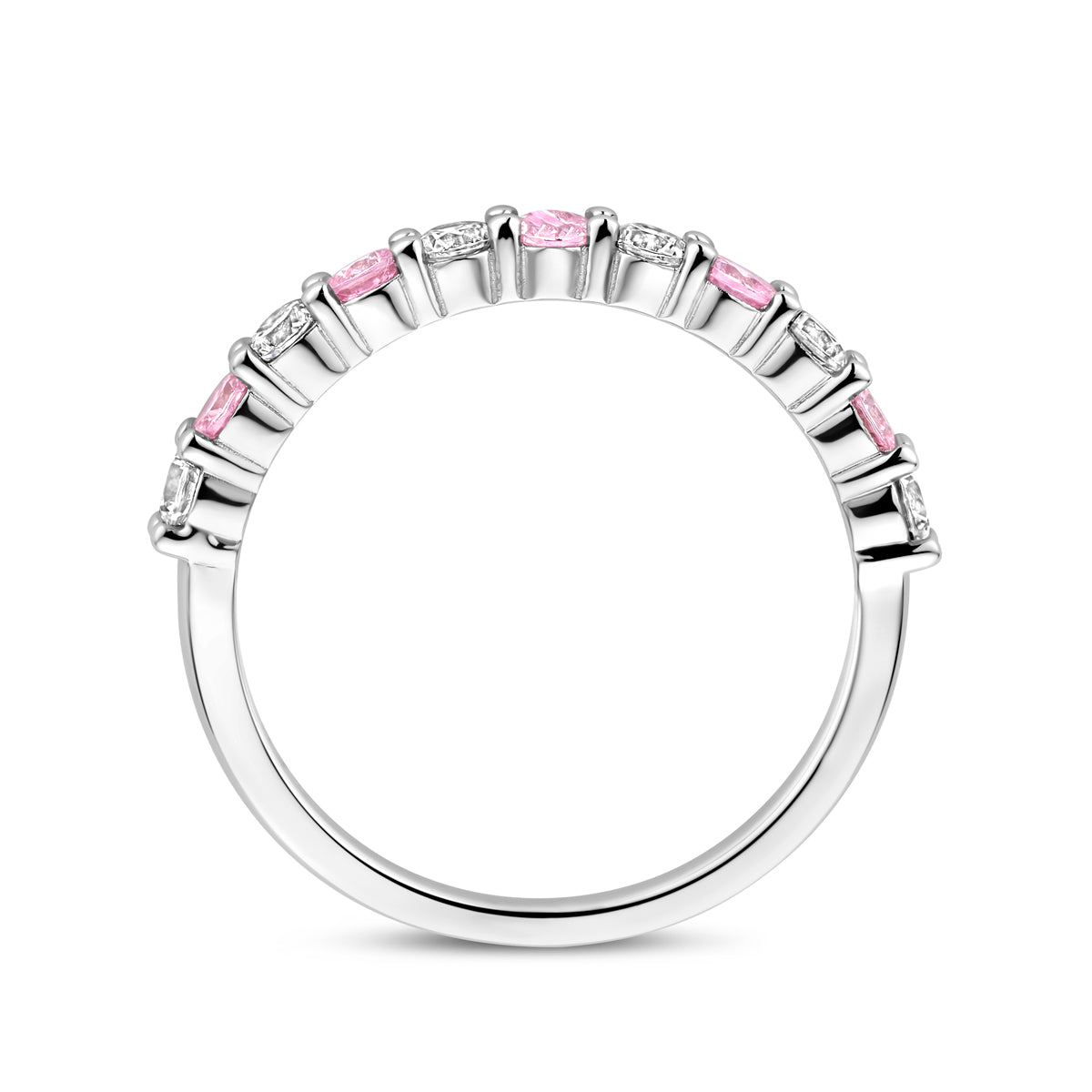 vDam Ring Wit En Roze Zirkonia Zilver Gerhodineerd 1338904 Maat 17¾