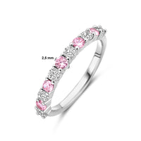 vDam Ring Wit En Roze Zirkonia Zilver Gerhodineerd 1338904 Maat 17¾