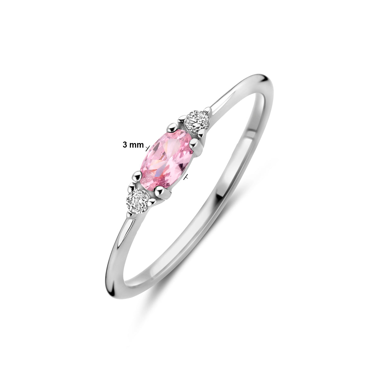 vDam Ring Wit En Roze Zirkonia Zilver Gerhodineerd 1339063 Maat 16