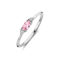 vDam Ring Wit En Roze Zirkonia Zilver Gerhodineerd 1339063