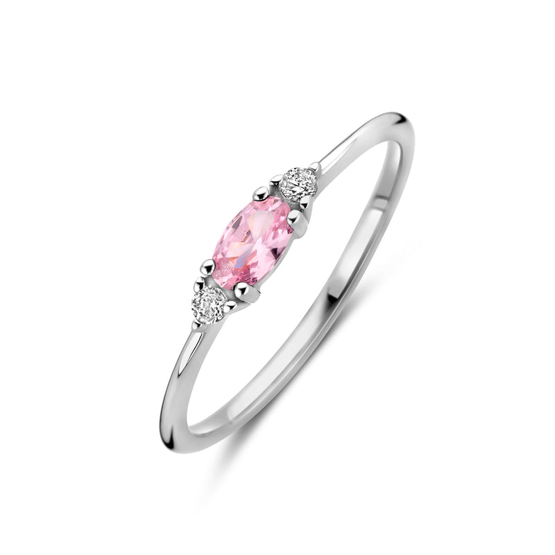 vDam Ring Wit En Roze Zirkonia Zilver Gerhodineerd 1339063