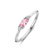 vDam Ring Wit En Roze Zirkonia Zilver Gerhodineerd 1339065