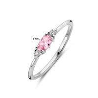 vDam Ring Wit En Roze Zirkonia Zilver Gerhodineerd 1339067 Maat 18½