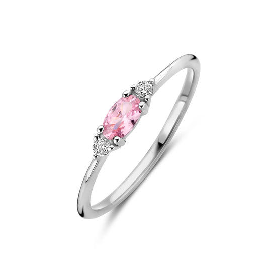 vDam Ring Wit En Roze Zirkonia Zilver Gerhodineerd 1339067