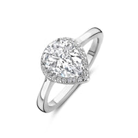 vDam Ring Wit Zirkonia Halo Zilver Gerhodineerd 1339047