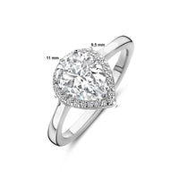 vDam Ring Wit Zirkonia Halo Zilver Gerhodineerd 1339047 Maat 19