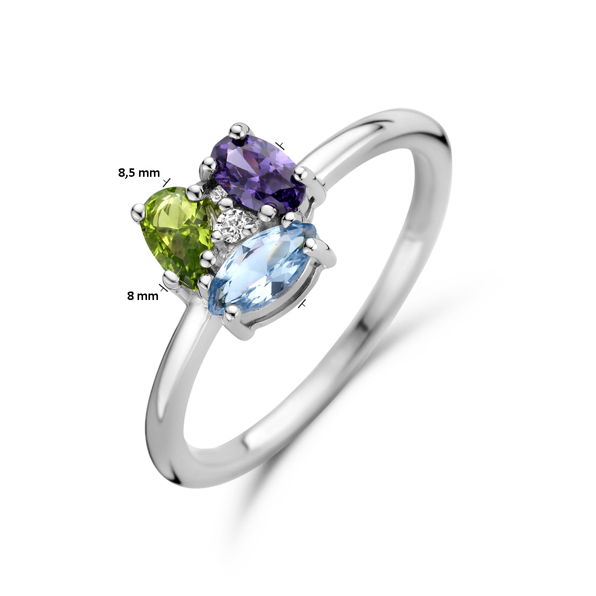 vDam Ring Zirkonia En Synth Edelstenen Zilver Gerhodineerd 1336578 Maat 17¼