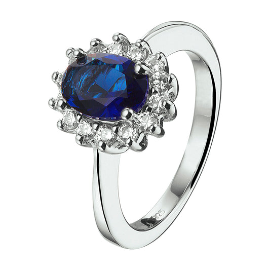 vDam Ring Zirkonia En Synthetische Saffier Zilver Gerhodineerd 1326188