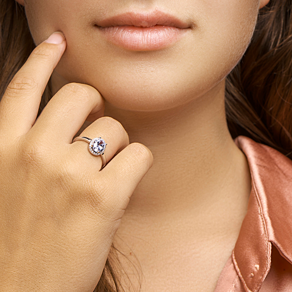 vDam Ring Zirkonia Halo Zilver Gerhodineerd 1329272 Maat 16½