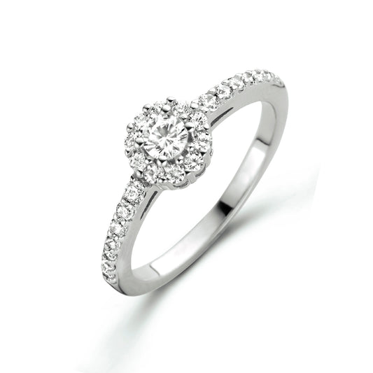 vDam Ring Zirkonia Halo Zilver Gerhodineerd 1334995