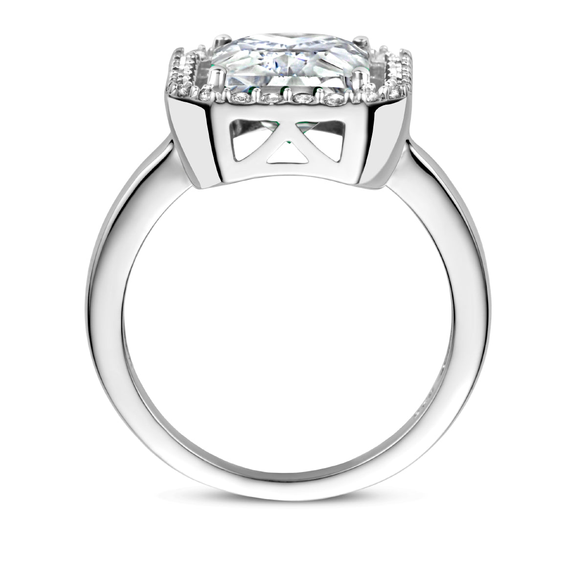 vDam Ring Zirkonia Halo Zilver Gerhodineerd 1335162 Maat 16½