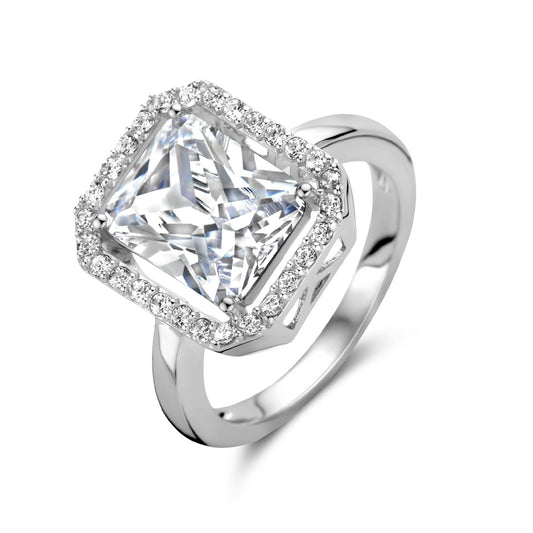 vDam Ring Zirkonia Halo Zilver Gerhodineerd 1335164