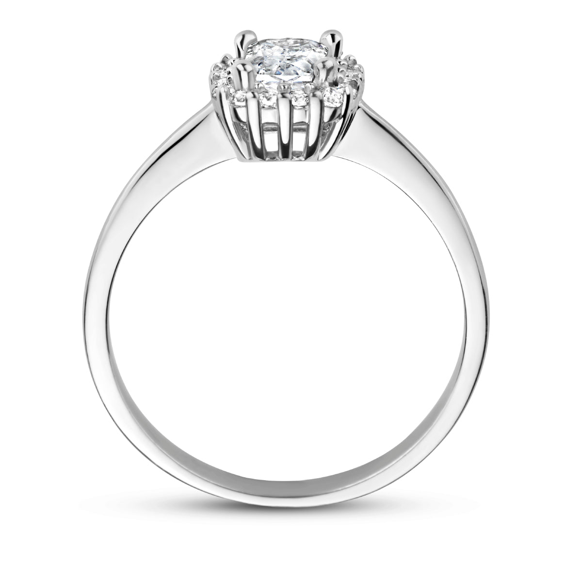 vDam Ring Zirkonia Halo Zilver Gerhodineerd 1335366 Maat 16½