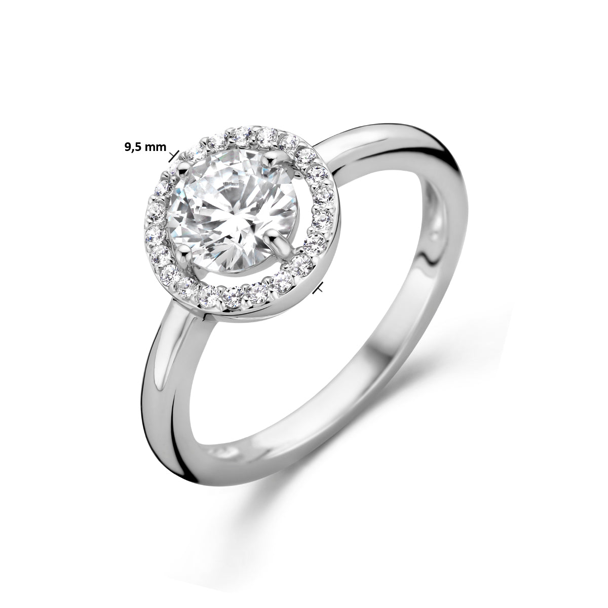 vDam Ring Zirkonia Halo Zilver Gerhodineerd 1335707 Maat 16½