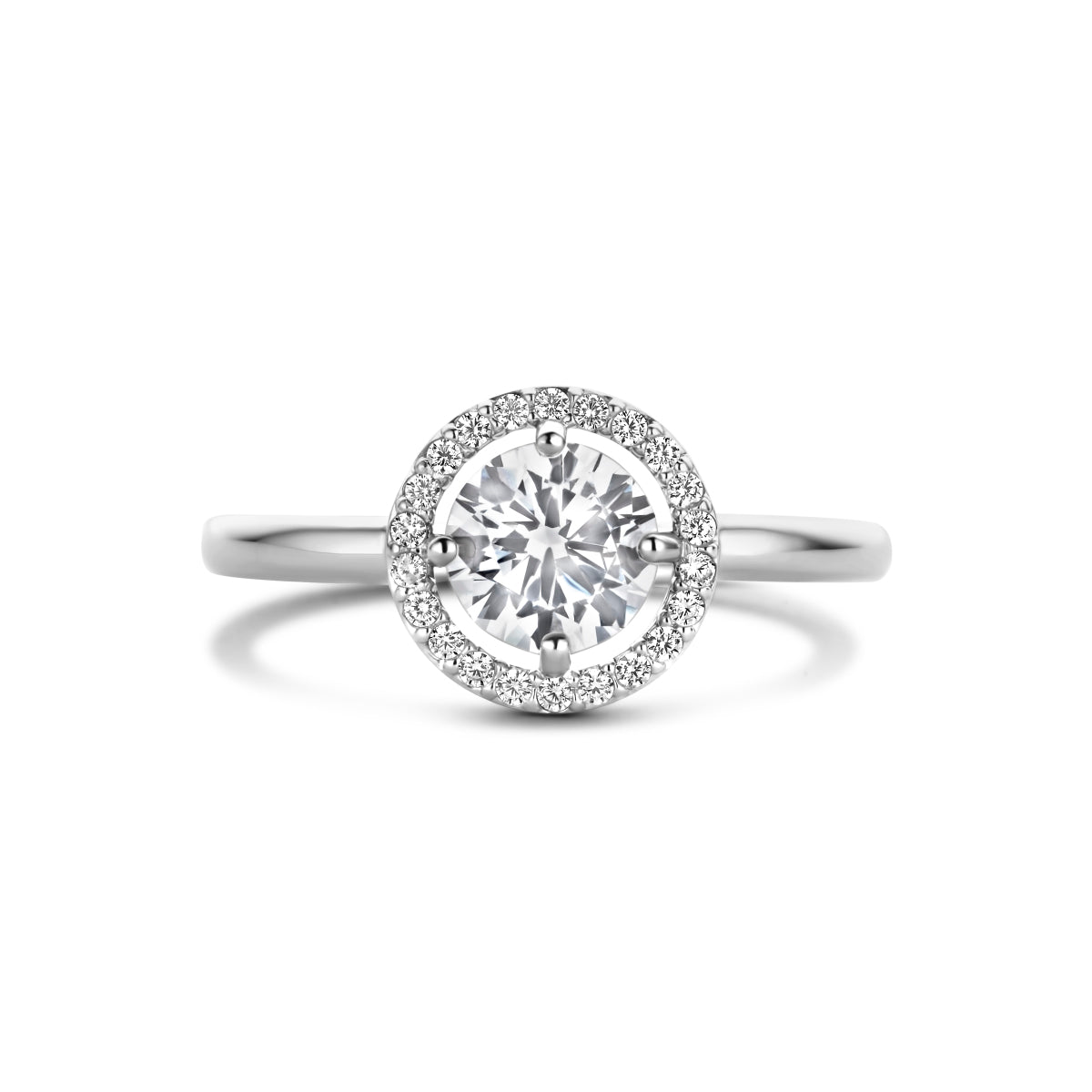 vDam Ring Zirkonia Halo Zilver Gerhodineerd 1335707 Maat 16½