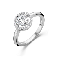 vDam Ring Zirkonia Halo Zilver Gerhodineerd 1335709