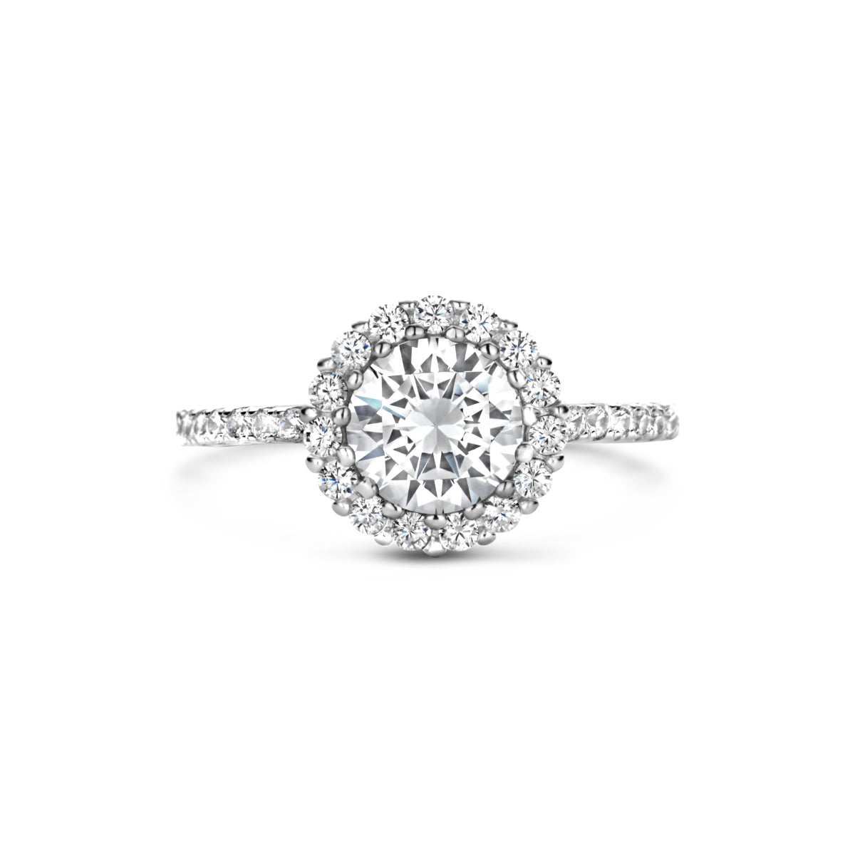 vDam Ring Zirkonia Halo Zilver Gerhodineerd 1335839 Maat 16½