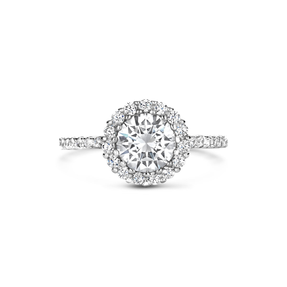 vDam Ring Zirkonia Halo Zilver Gerhodineerd 1335840 Maat 17¼