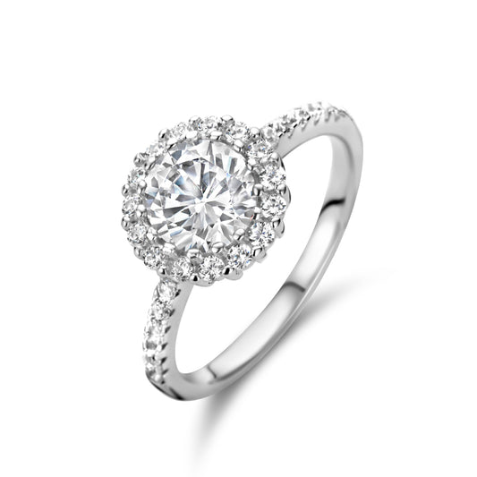 vDam Ring Zirkonia Halo Zilver Gerhodineerd 1335841