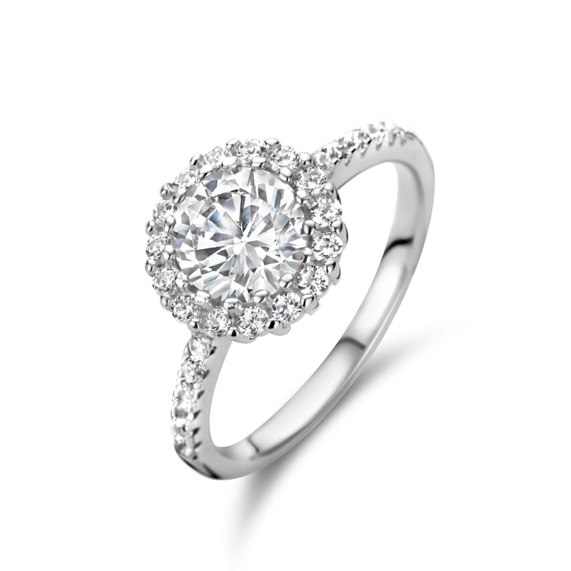 vDam Ring Zirkonia Halo Zilver Gerhodineerd 1335842