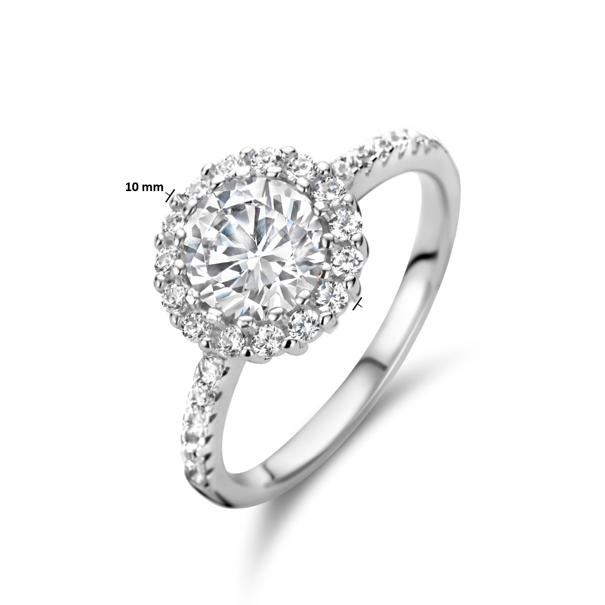 vDam Ring Zirkonia Halo Zilver Gerhodineerd 1335842 Maat 18½