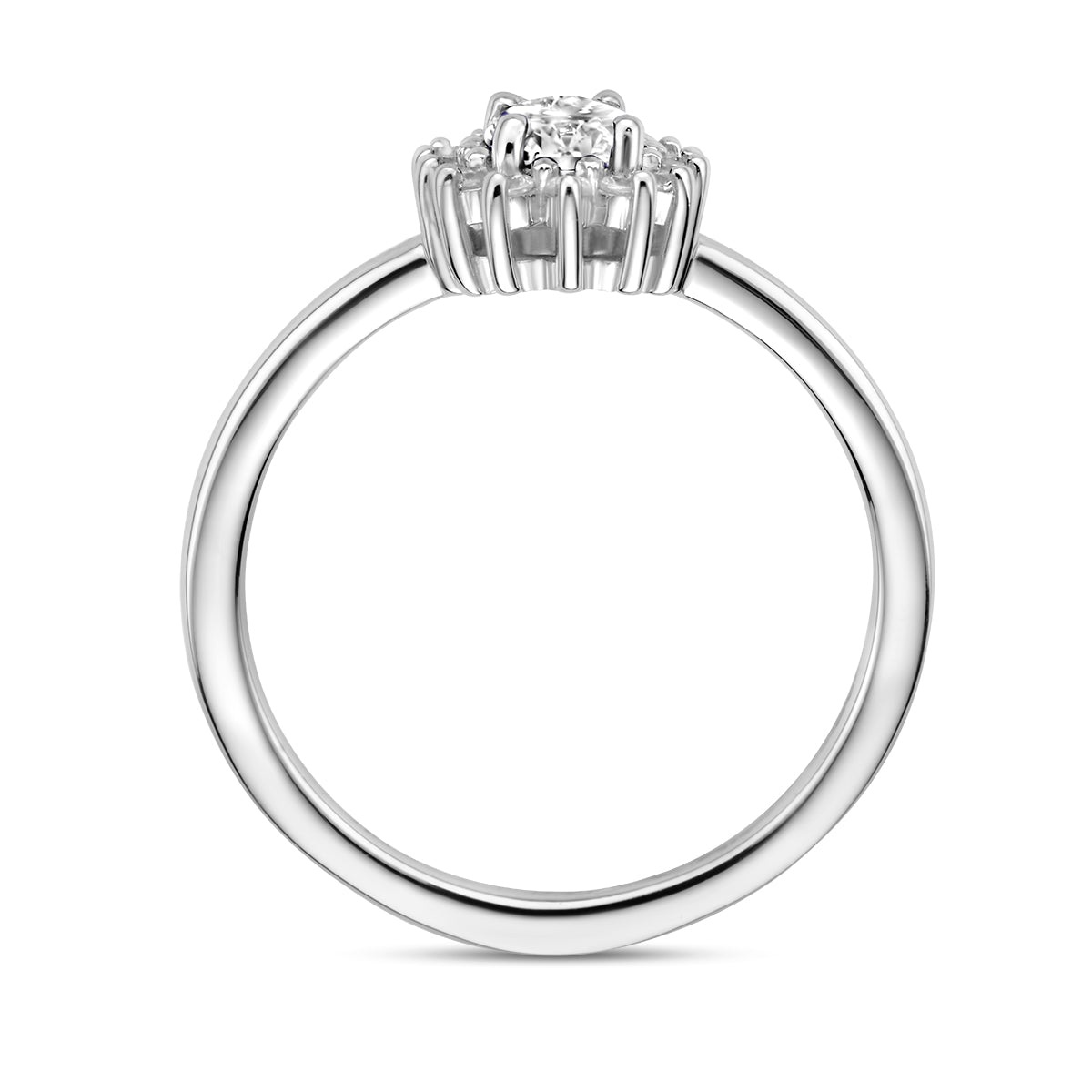 vDam Ring Zirkonia Halo Zilver Gerhodineerd 1336582 Maat 19