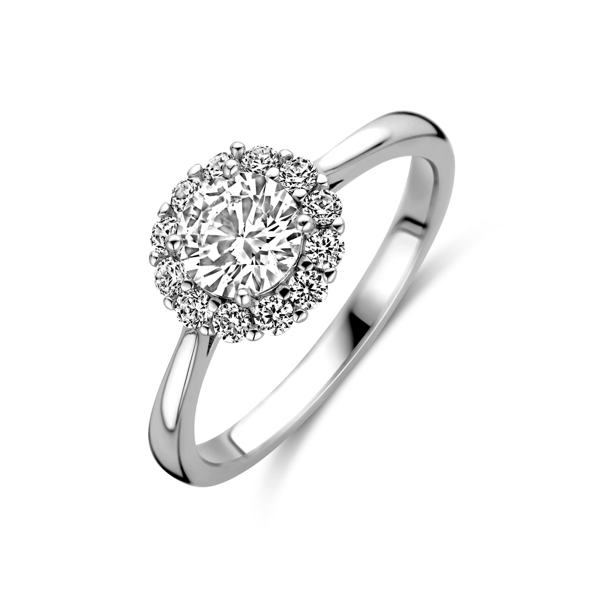 vDam Ring Zirkonia Halo Zilver Gerhodineerd 1338720
