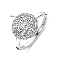 vDam Ring Zirkonia Halo Zilver Gerhodineerd 1338953 Maat 16½
