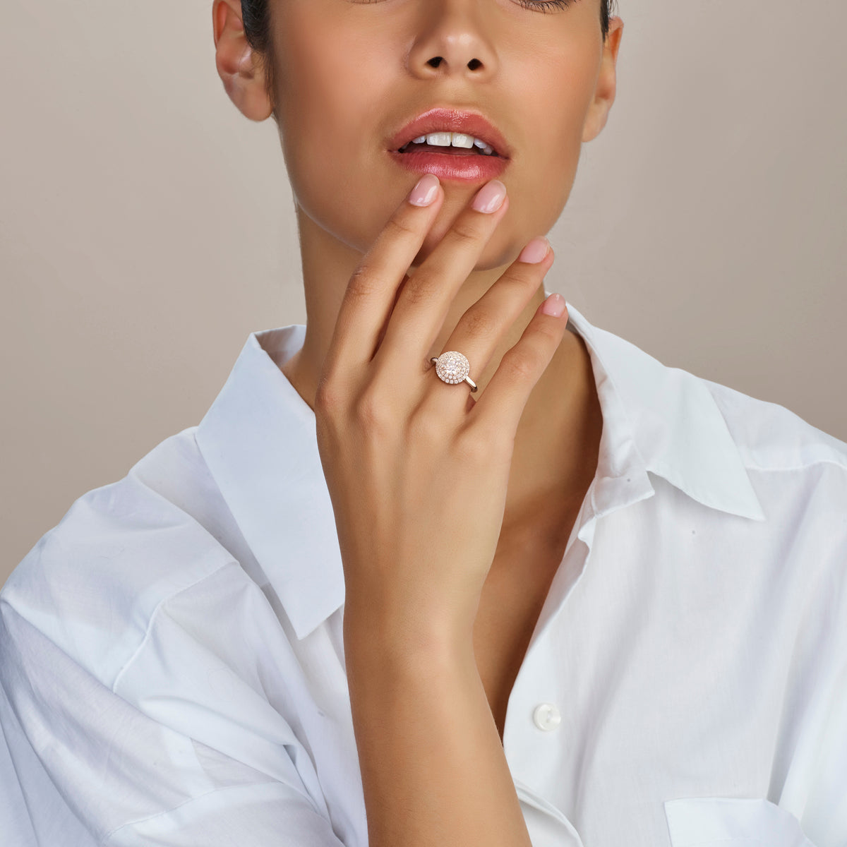 vDam Ring Zirkonia Halo Zilver Gerhodineerd 1338954 Maat 17¼