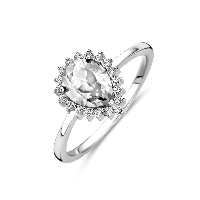 vDam Ring Zirkonia Halo Zilver Gerhodineerd 1339157