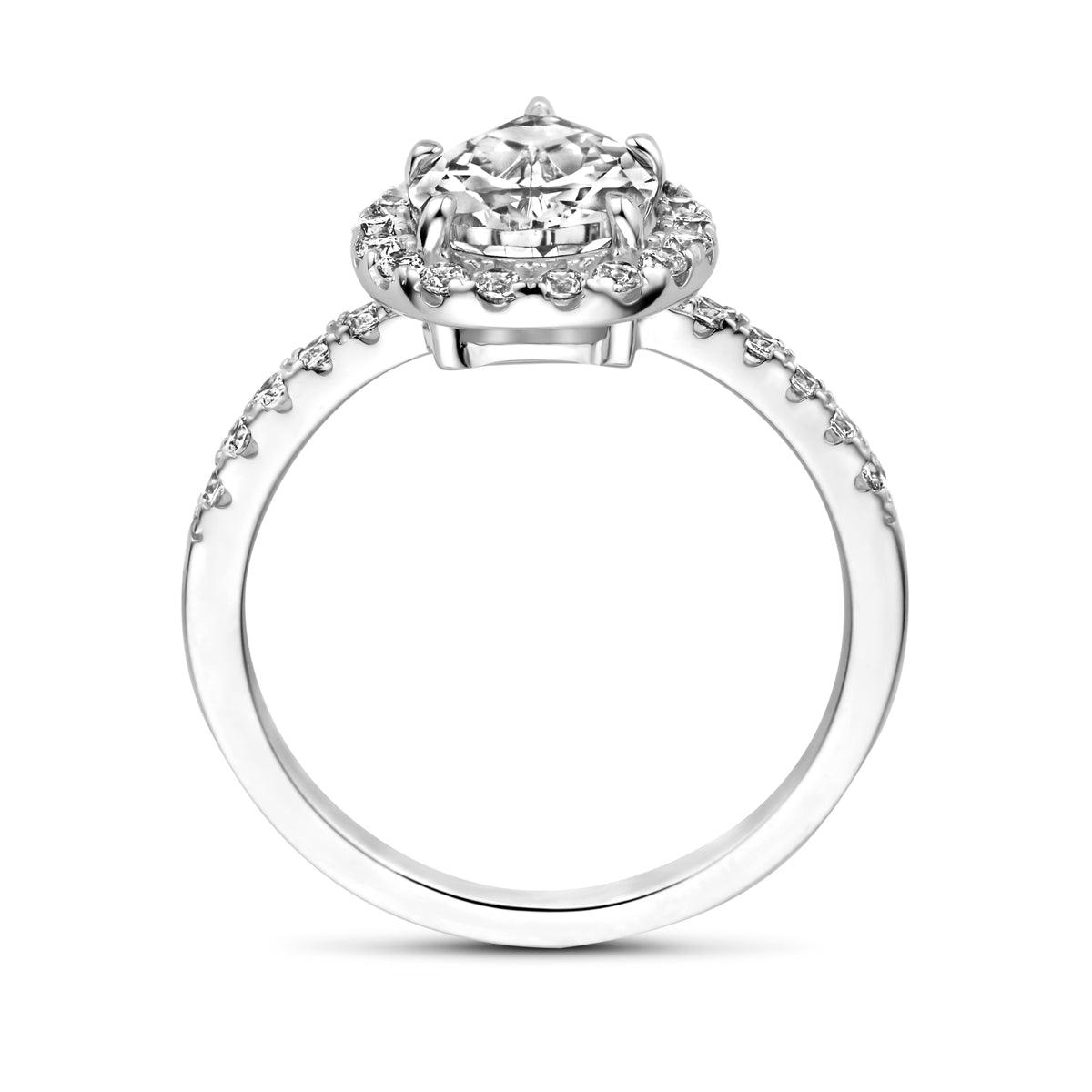 vDam Ring Zirkonia Halo Zilver Gerhodineerd 1339177 Maat 17¾