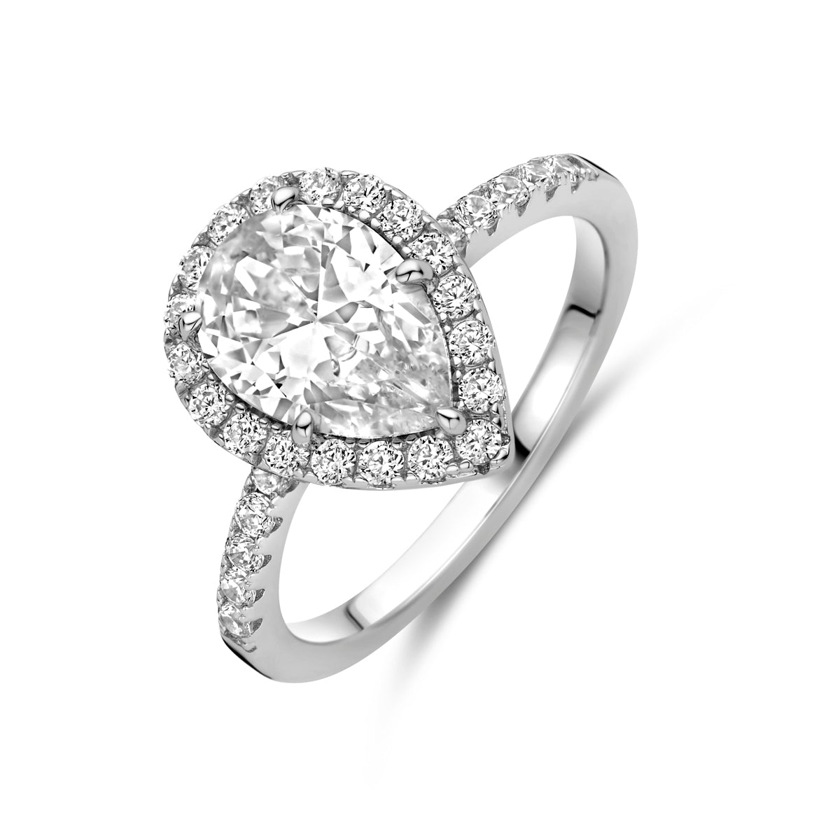 vDam Ring Zirkonia Halo Zilver Gerhodineerd 1339177