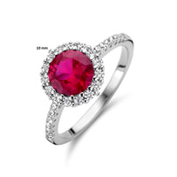 vDam Ring Zirkonia Korund Halo Zilver Gerhodineerd 1336138 Maat 16½