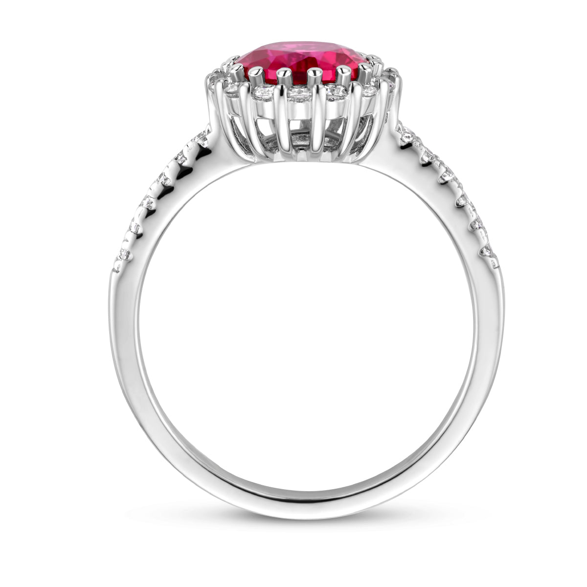 vDam Ring Zirkonia Korund Halo Zilver Gerhodineerd 1336138 Maat 16½