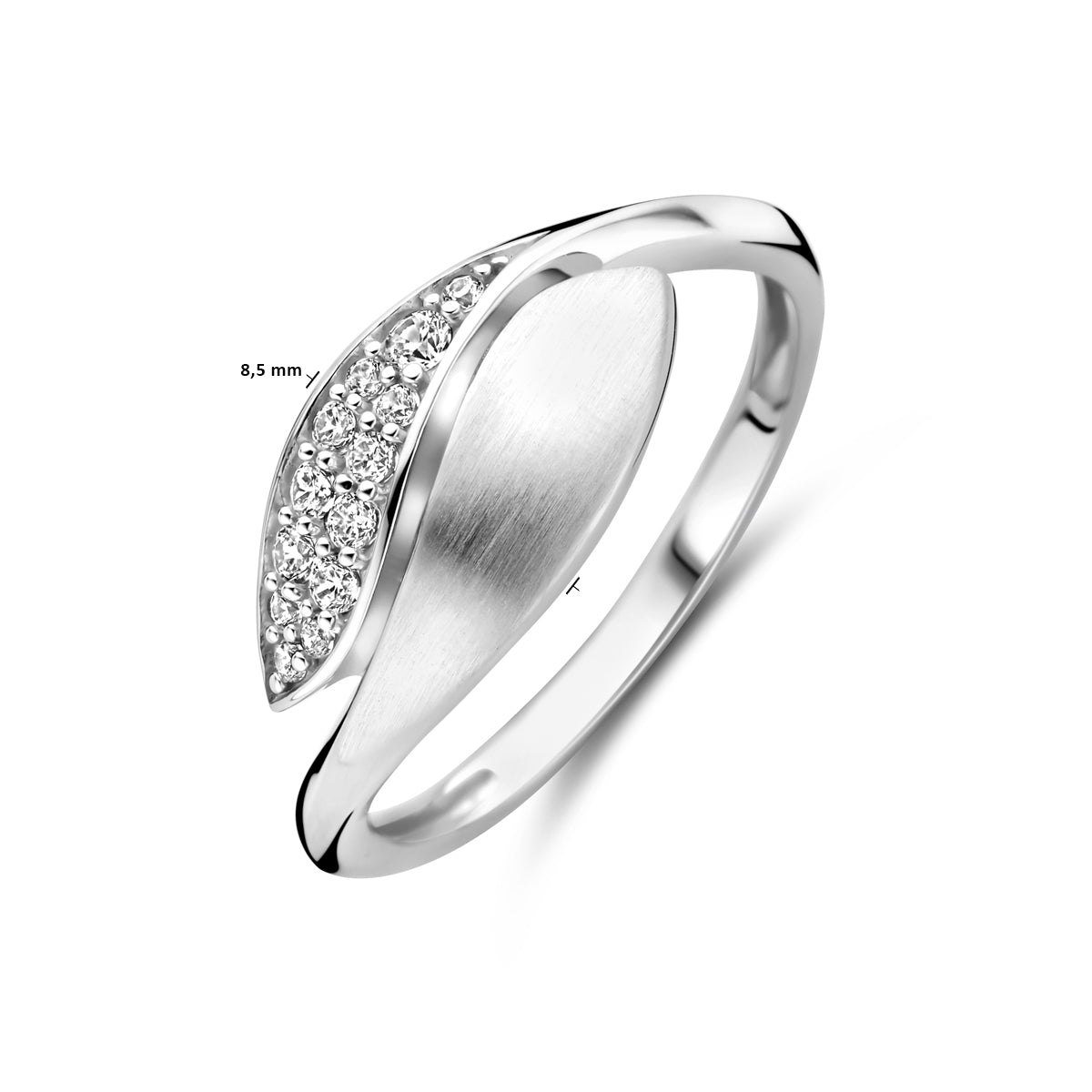 vDam Ring Zirkonia Poli/mat 8,5 Mm Zilver Gerhodineerd 1339825 Maat 17¾