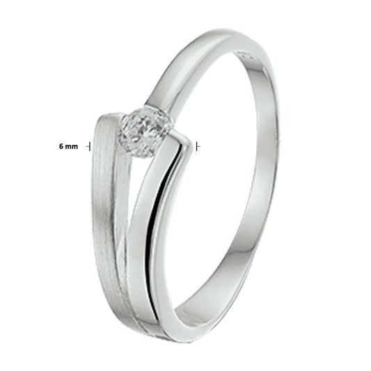 vDam Ring Zirkonia Poli/mat Zilver Gerhodineerd 1326947 Maat 17