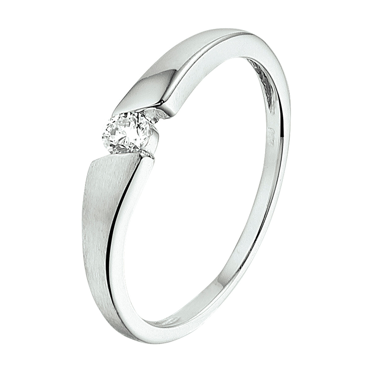 vDam Ring Zirkonia Poli/mat Zilver Gerhodineerd 1329924