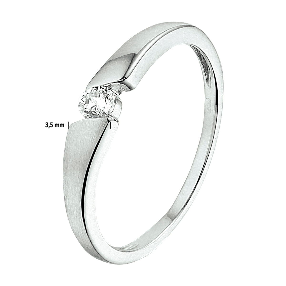 vDam Ring Zirkonia Poli/mat Zilver Gerhodineerd 1329925 Maat 17¾