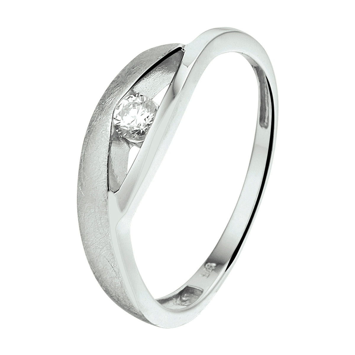 vDam Ring Zirkonia Poli/mat Zilver Gerhodineerd 1332885