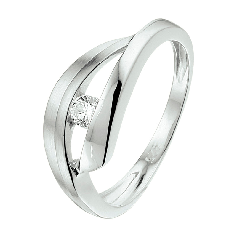 vDam Ring Zirkonia Poli/mat Zilver Gerhodineerd 1332893