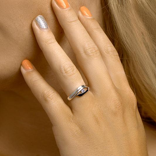 vDam Ring Zirkonia Poli/mat Zilver Gerhodineerd 1332894 Maat 17¾