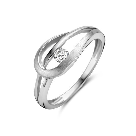 vDam Ring Zirkonia Poli/mat Zilver Gerhodineerd 1340283