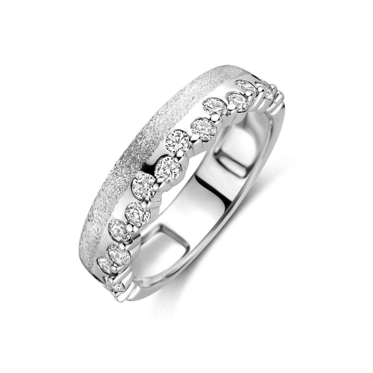 vDam Ring Zirkonia Poli/mat Zilver Gerhodineerd 1341932