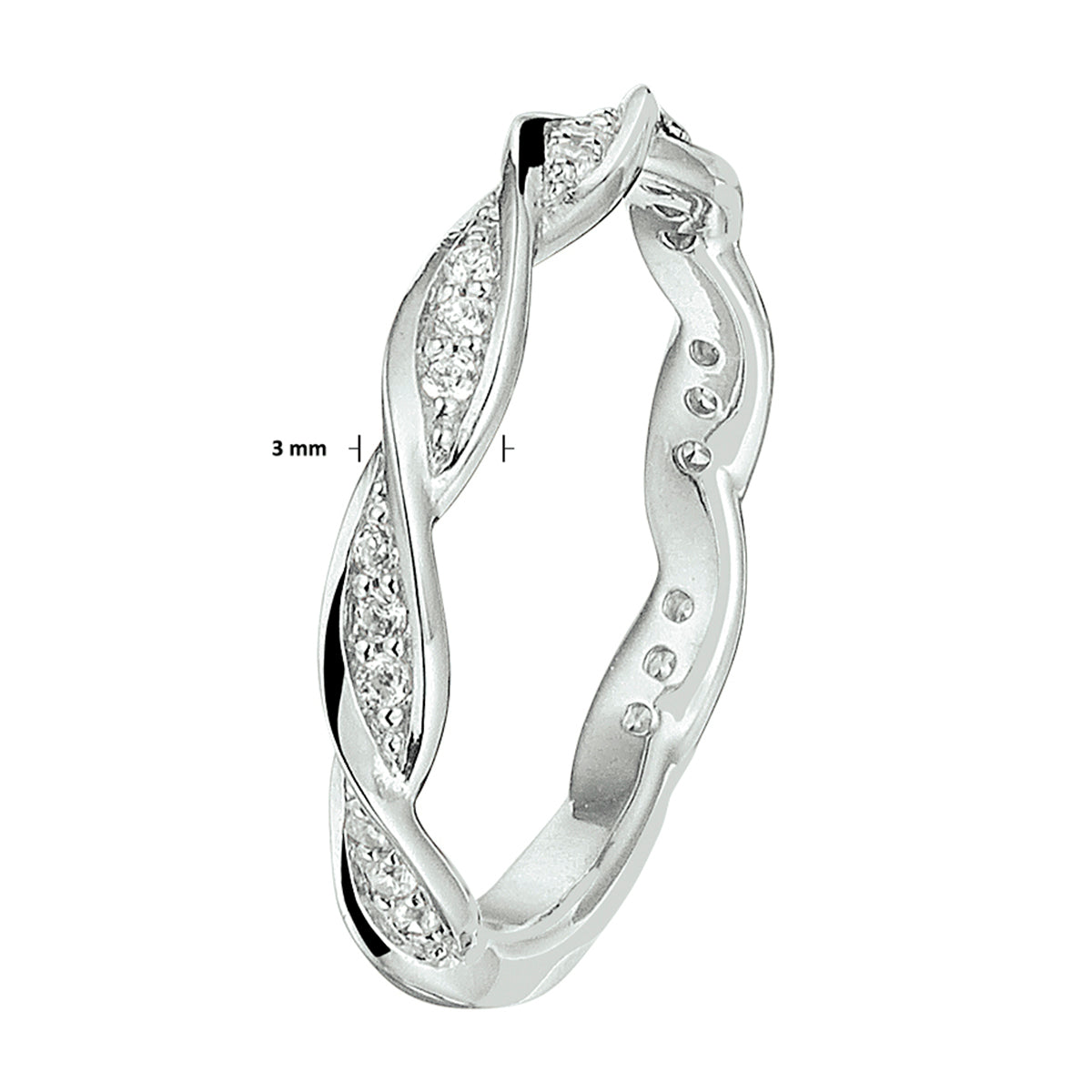 vDam Ring Zirkonia Zilver Gerhodineerd 1328359 Maat 19